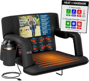 Alpcour Heated Massage Reclining Stadium Seat for Bleachers with Back Support