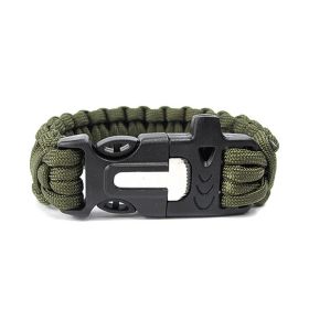 Seven Core Umbrella Rope Braided Survival Whistle Play Flint Escape Emergency Umbrella Rope Bracelet (Color: Army green)