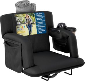 Alpcour Premium Reclining Stadium Seat for Bleachers with Back Support (Color: Black, size: 21" Wide)