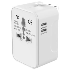 Universal Travel Adapter, Portable Worldwide All-in-One Plug Adapter With 3 USB (Option: White)